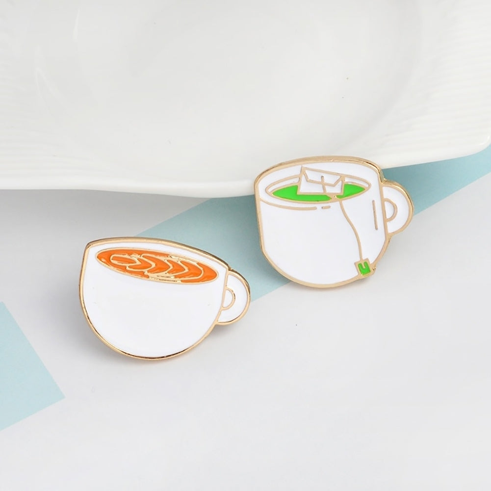 4Pcs Tea Cup Coffee Enamel Brooch Pin Cartoon Badge Jeans Collar Jewelry Set Image 8