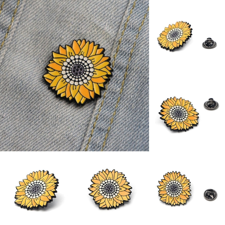 Fashion Unisex Sunflower Brooch Pin Badge Enamel Backpack Bag Jeans Decoration Image 3