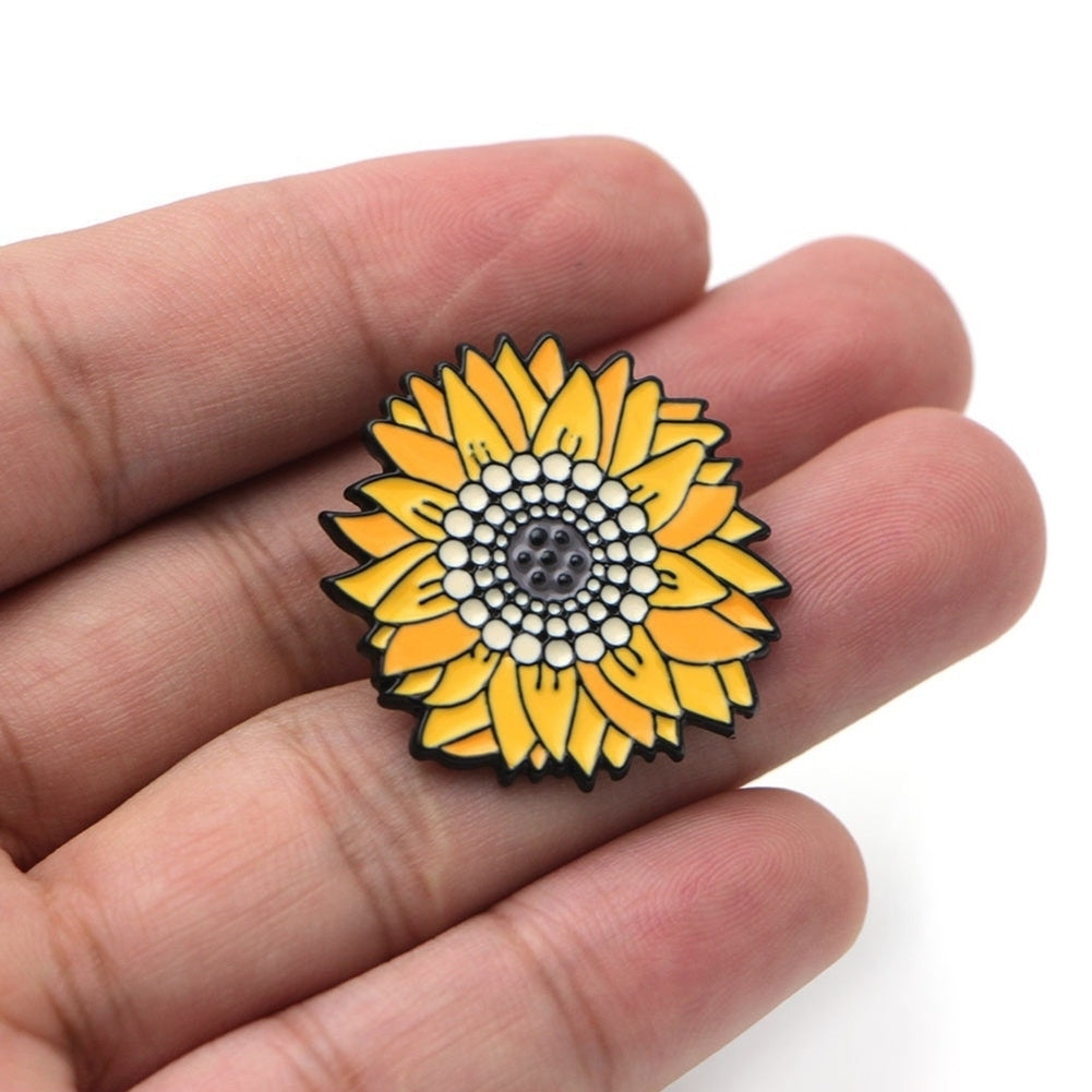 Fashion Unisex Sunflower Brooch Pin Badge Enamel Backpack Bag Jeans Decoration Image 4