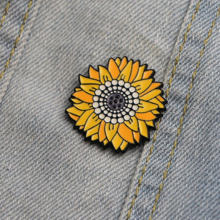 Fashion Unisex Sunflower Brooch Pin Badge Enamel Backpack Bag Jeans Decoration Image 4