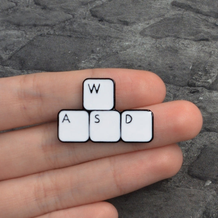 WASD Gaming Keyboard Enamel Computer Gamer Denim Jacket Lapel Brooch Pin Badge Image 2