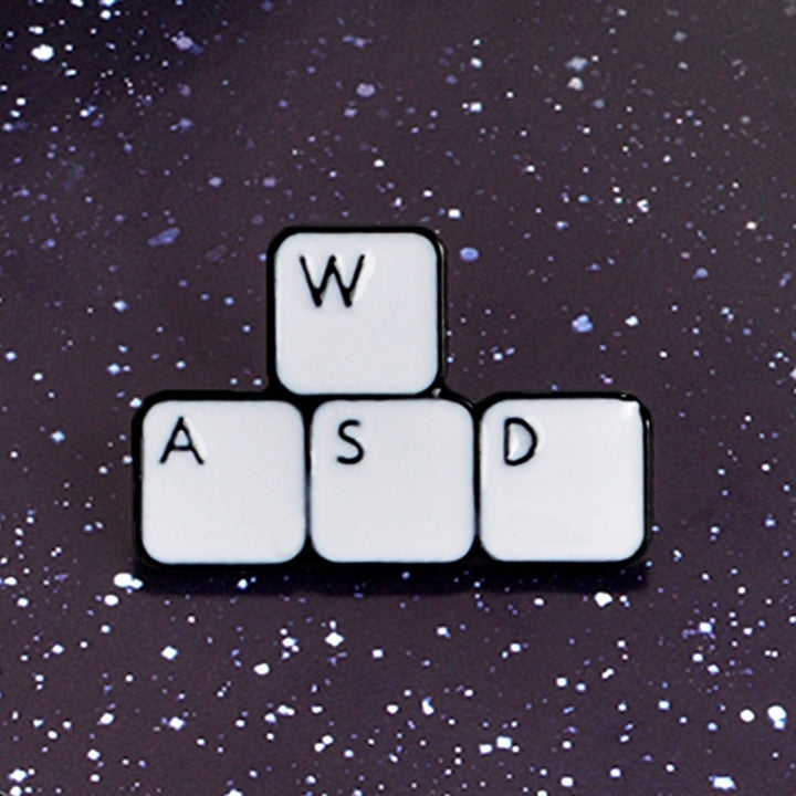 WASD Gaming Keyboard Enamel Computer Gamer Denim Jacket Lapel Brooch Pin Badge Image 3