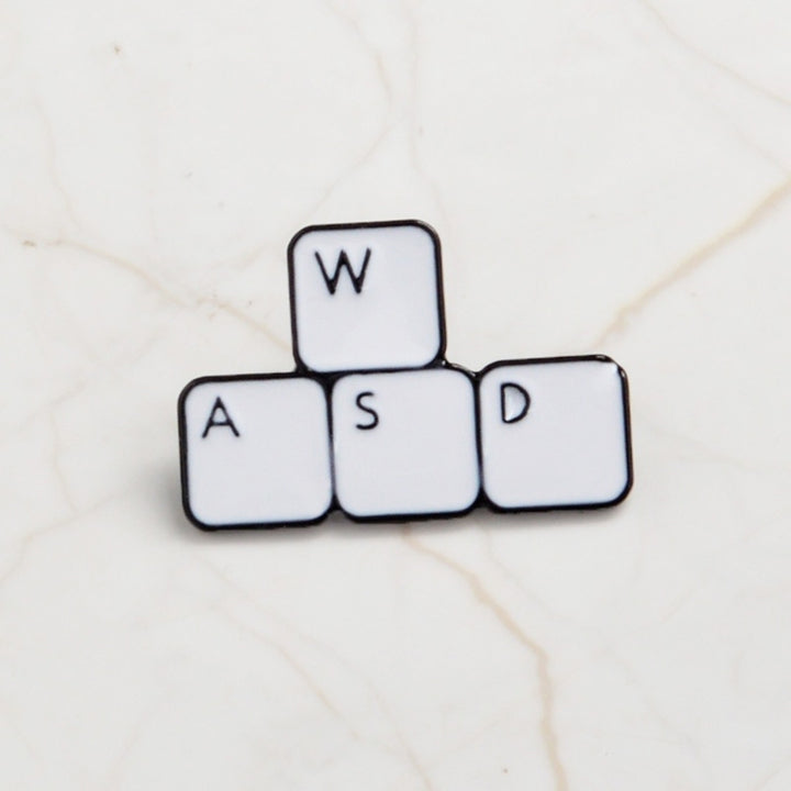 WASD Gaming Keyboard Enamel Computer Gamer Denim Jacket Lapel Brooch Pin Badge Image 4