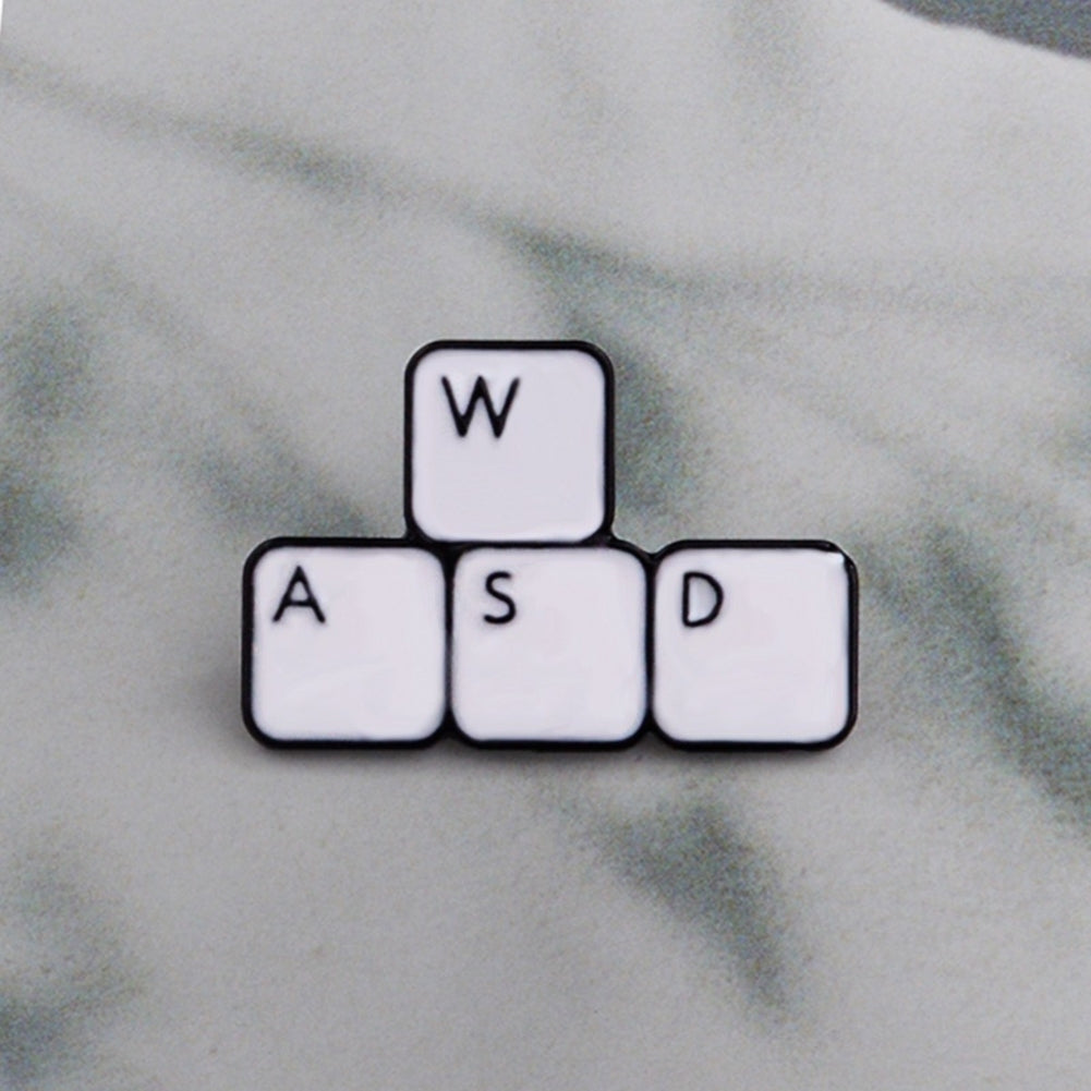 WASD Gaming Keyboard Enamel Computer Gamer Denim Jacket Lapel Brooch Pin Badge Image 9