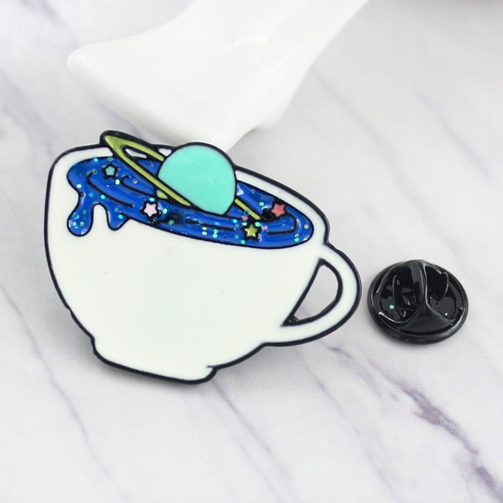 Cool Enamel Planet Cup Women Denim Shirt Lapel Brooch Pin Button Badge Jewelry Image 2