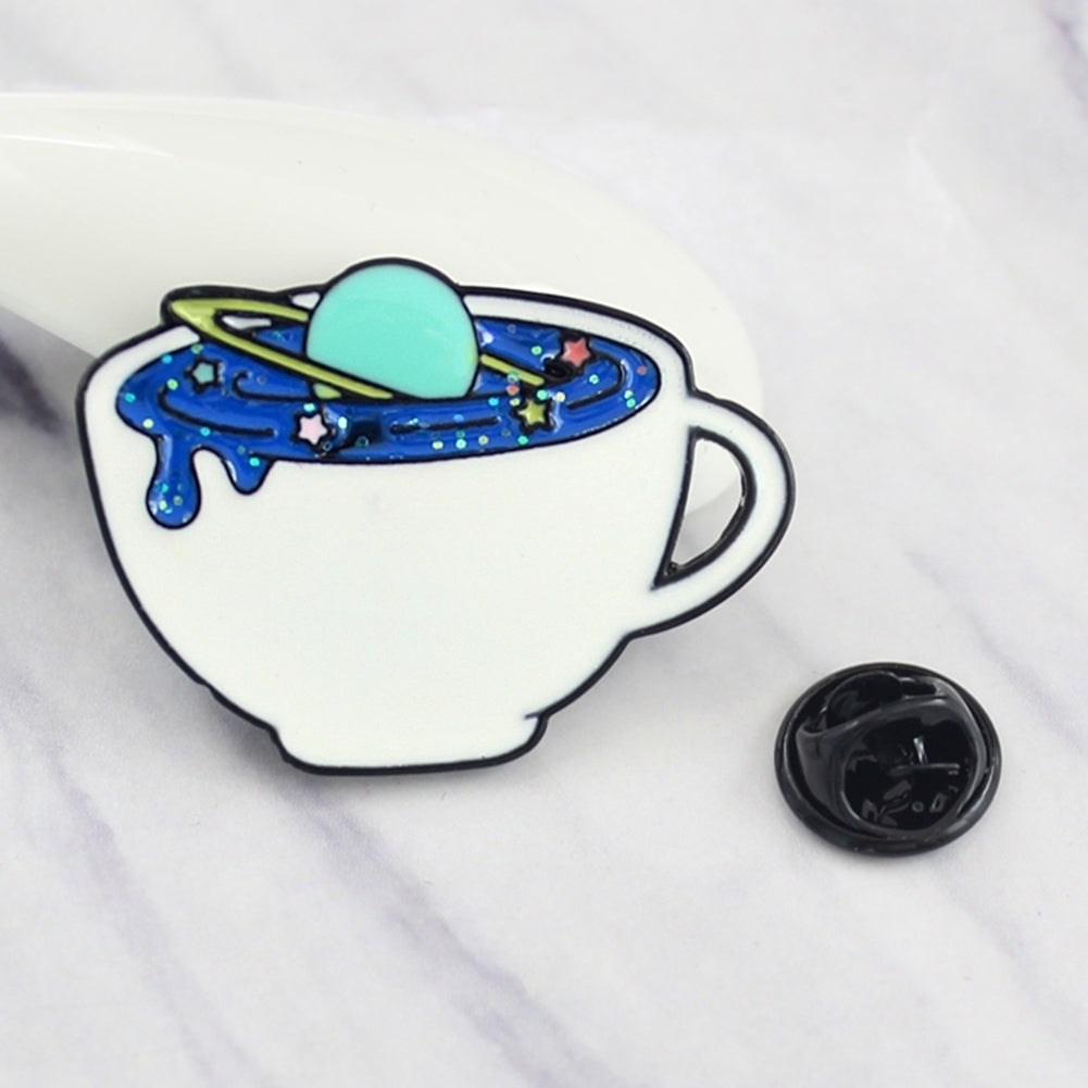 Cool Enamel Planet Cup Women Denim Shirt Lapel Brooch Pin Button Badge Jewelry Image 3