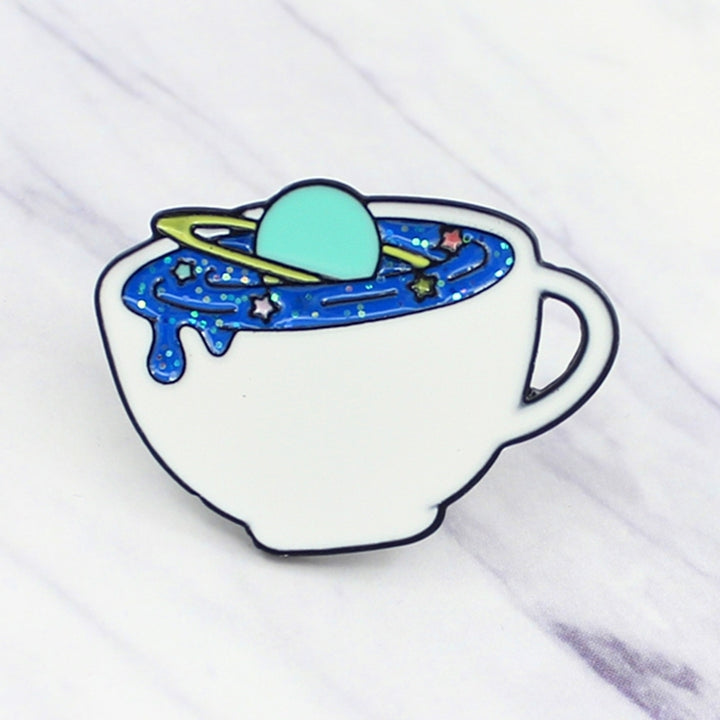 Cool Enamel Planet Cup Women Denim Shirt Lapel Brooch Pin Button Badge Jewelry Image 4