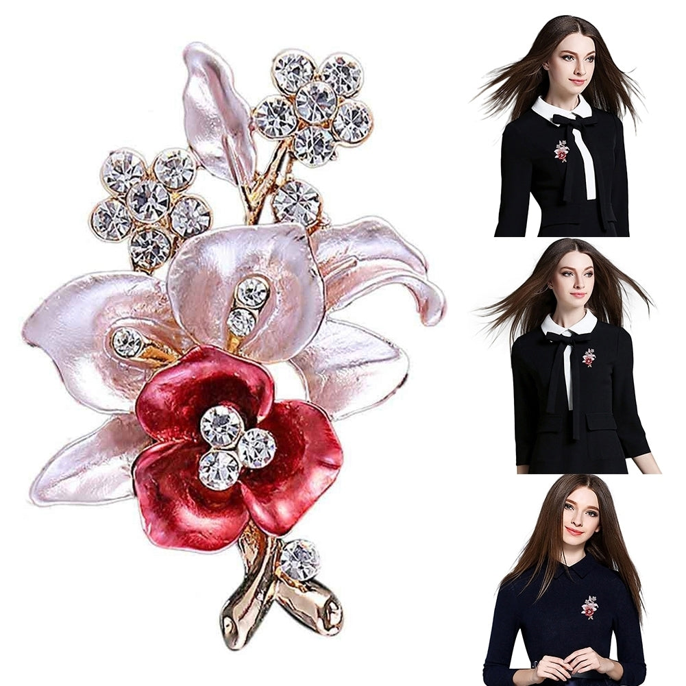 Shiny Rhinestones Flower Jewelry Women Girls Fashion Scarf Shawl Brooch Pin Image 3