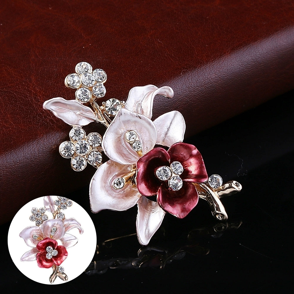 Shiny Rhinestones Flower Jewelry Women Girls Fashion Scarf Shawl Brooch Pin Image 4