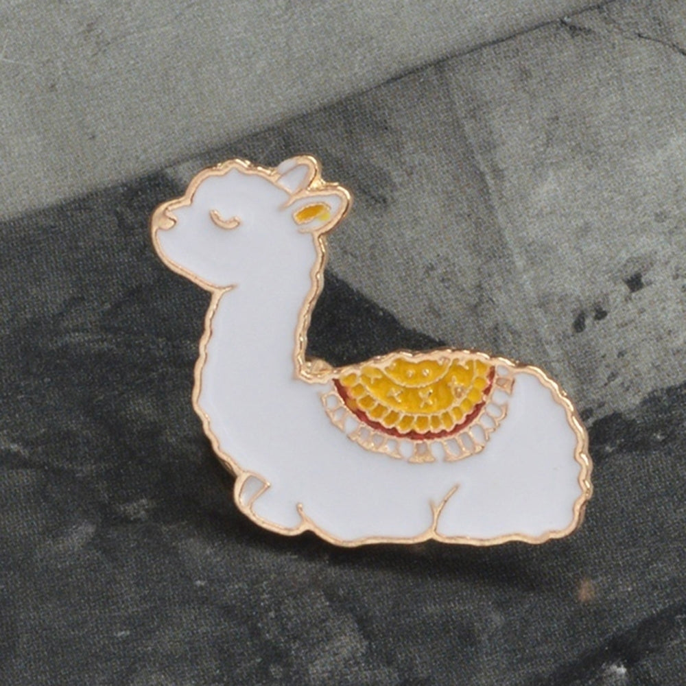 Cartoon Animal Alpaca Enamel Collar Shirt Pin Badge Brooch Jewelry for Women Image 2