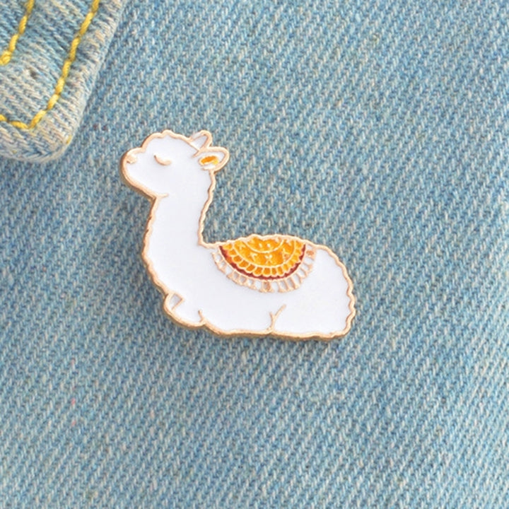 Cartoon Animal Alpaca Enamel Collar Shirt Pin Badge Brooch Jewelry for Women Image 3