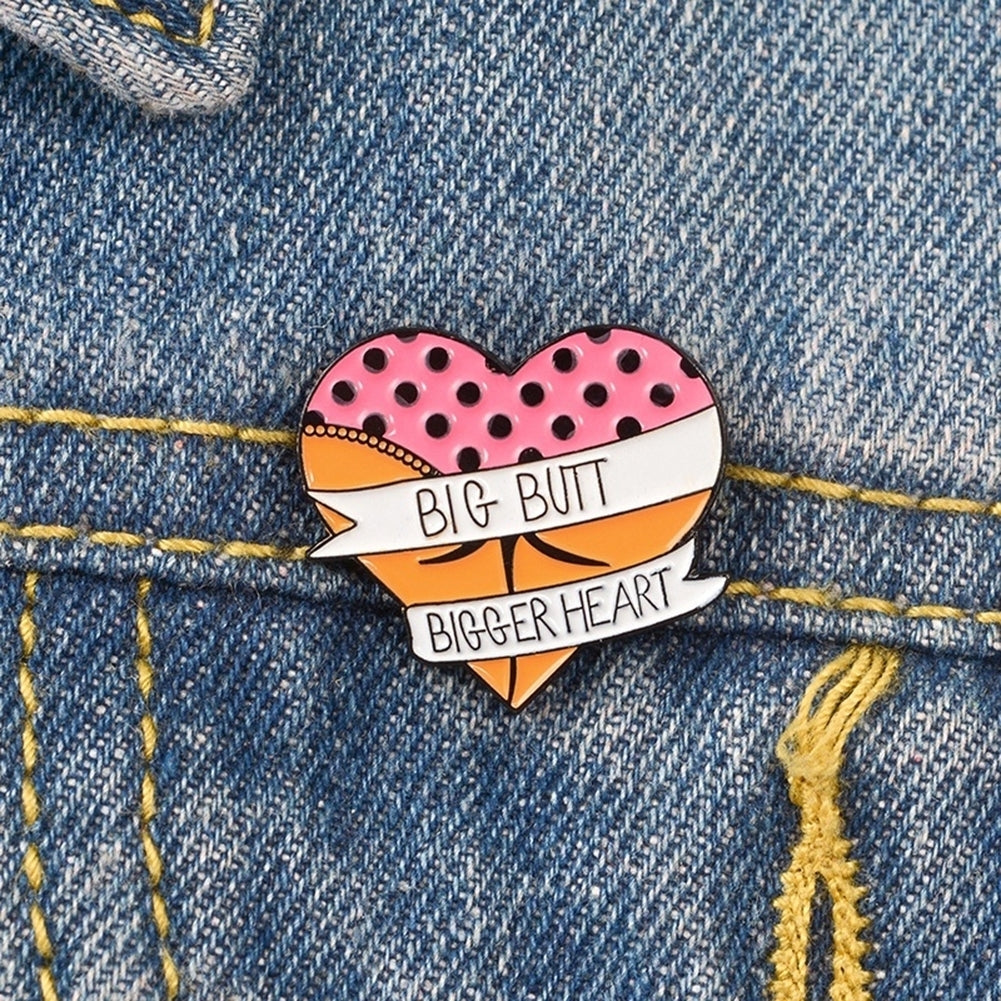 Funny Big Butt Heart Enamel Brooch Pin Women Badge Backpack Coat Sweater Decor Image 2