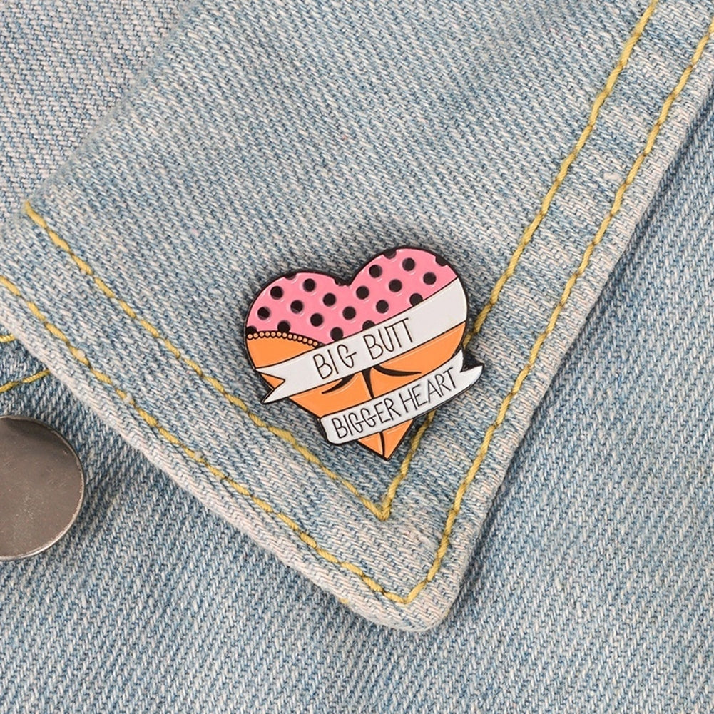 Funny Big Butt Heart Enamel Brooch Pin Women Badge Backpack Coat Sweater Decor Image 3