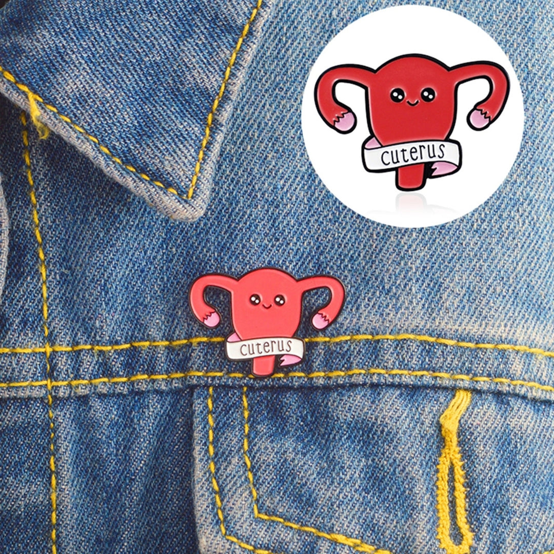 Cartoon Uterus Shape Enamel Brooch Pin Clothing Jeans Jacket Badge Breast Pin Decor Image 1