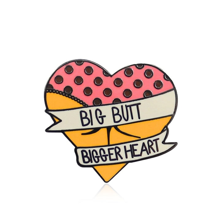 Funny Big Butt Heart Enamel Brooch Pin Women Badge Backpack Coat Sweater Decor Image 12