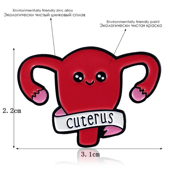 Cartoon Uterus Shape Enamel Brooch Pin Clothing Jeans Jacket Badge Breast Pin Decor Image 4