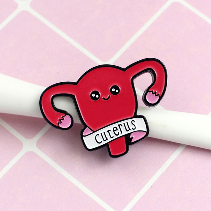 Cartoon Uterus Shape Enamel Brooch Pin Clothing Jeans Jacket Badge Breast Pin Decor Image 9