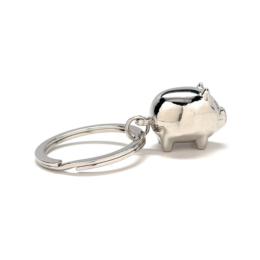 Lucky Pig Keychain Solid Silver Piggy Charm Car Key Chain with Key Ring Pig Lover Gift Bag Purse Charm Image 2