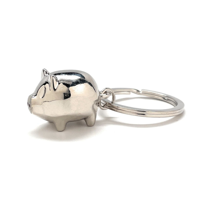 Lucky Pig Keychain Solid Silver Piggy Charm Car Key Chain with Key Ring Pig Lover Gift Bag Purse Charm Image 3