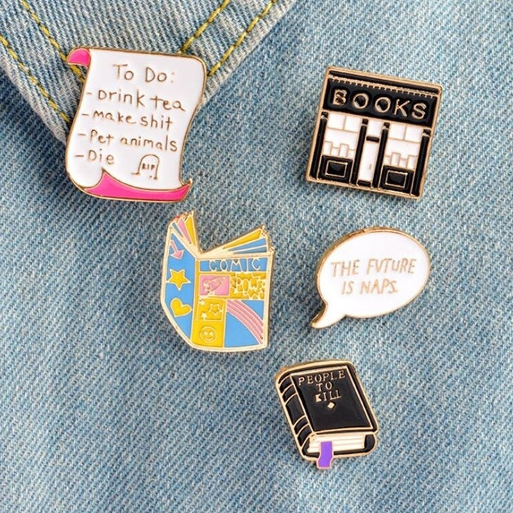 Cute Dialogue Box Book Enamel Button Brooch Pin Badge Women Accessory Jewelry Image 1