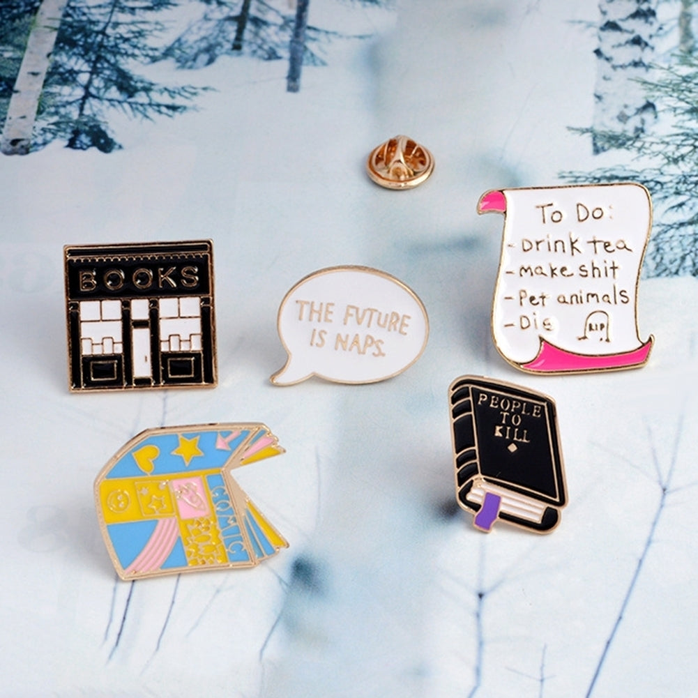 Cute Dialogue Box Book Enamel Button Brooch Pin Badge Women Accessory Jewelry Image 8