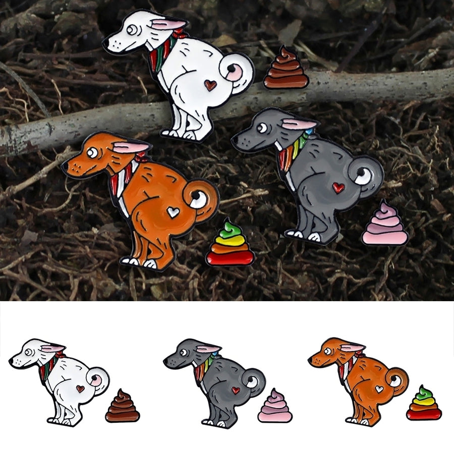 Cute Dog Rainbow Poo Pattern Animal Badge Children Enamel Brooch Pin Jewelry Decor Image 1