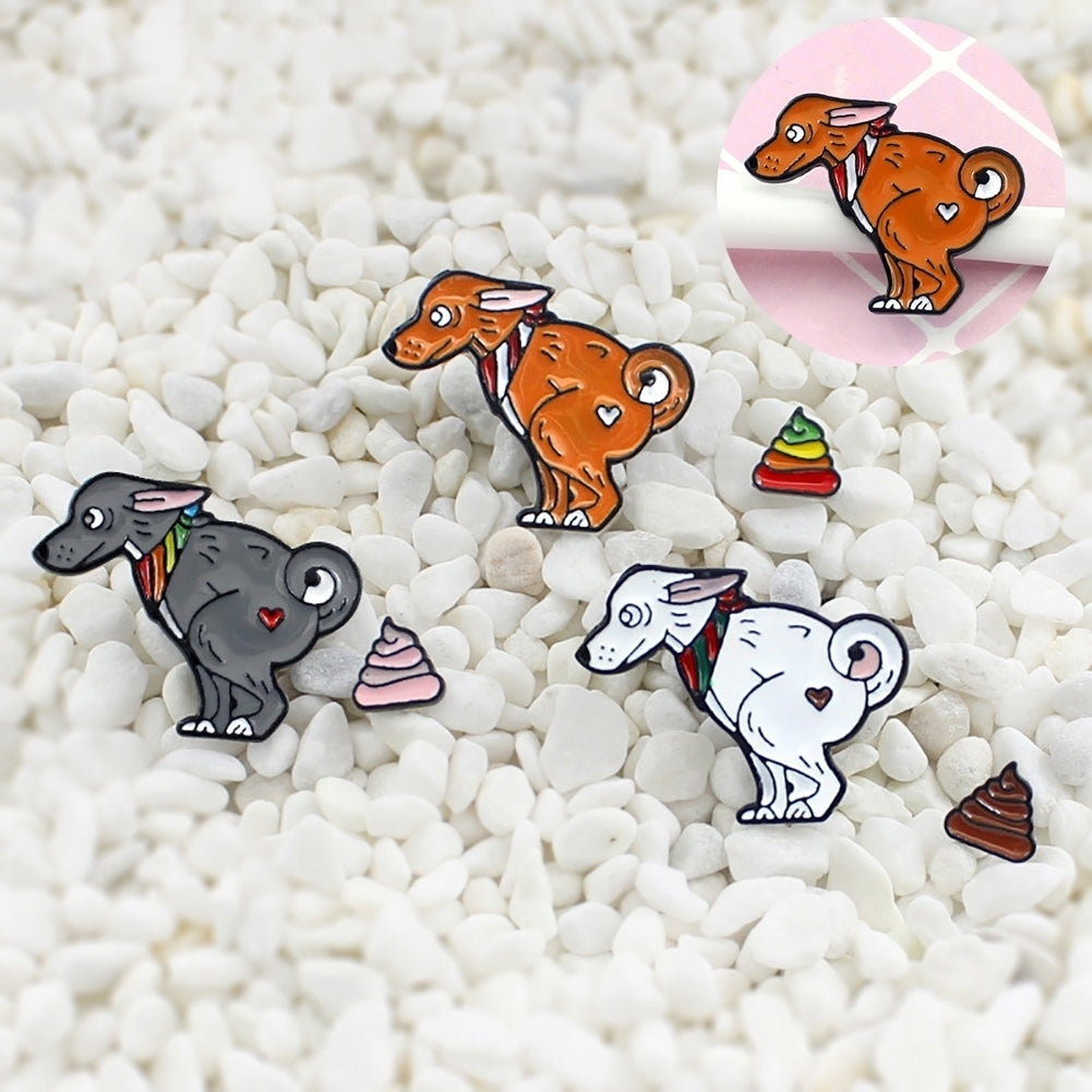 Cute Dog Rainbow Poo Pattern Animal Badge Children Enamel Brooch Pin Jewelry Decor Image 4