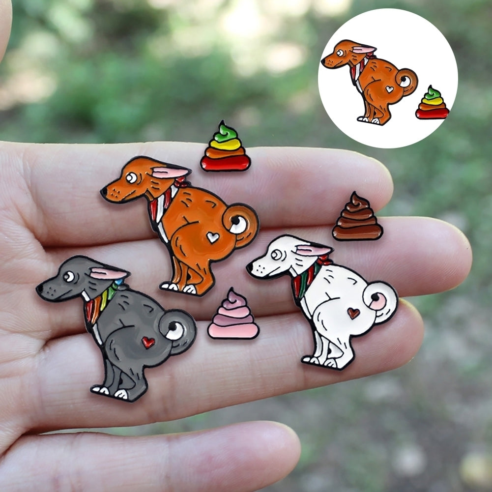 Cute Dog Rainbow Poo Pattern Animal Badge Children Enamel Brooch Pin Jewelry Decor Image 6