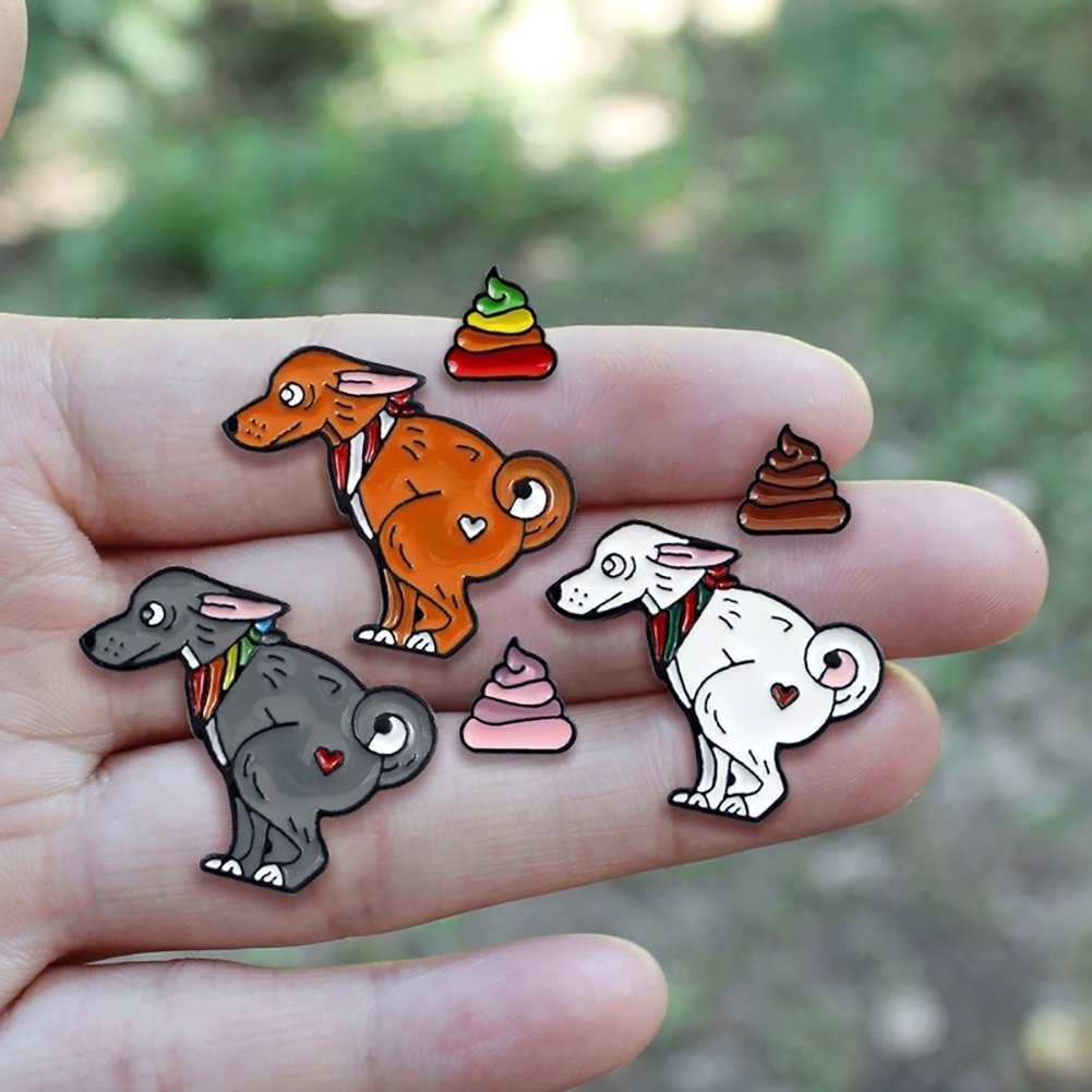 Cute Dog Rainbow Poo Pattern Animal Badge Children Enamel Brooch Pin Jewelry Decor Image 9