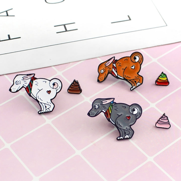 Cute Dog Rainbow Poo Pattern Animal Badge Children Enamel Brooch Pin Jewelry Decor Image 10