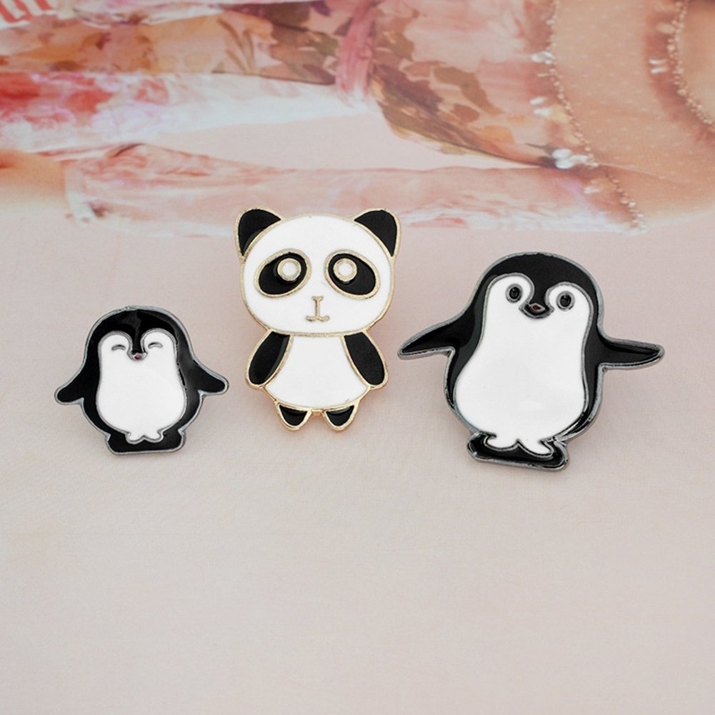 Cute Women Cartoon Panda Penguin Enamel Brooch Pin Button Badge Lapel Jewelry Image 4