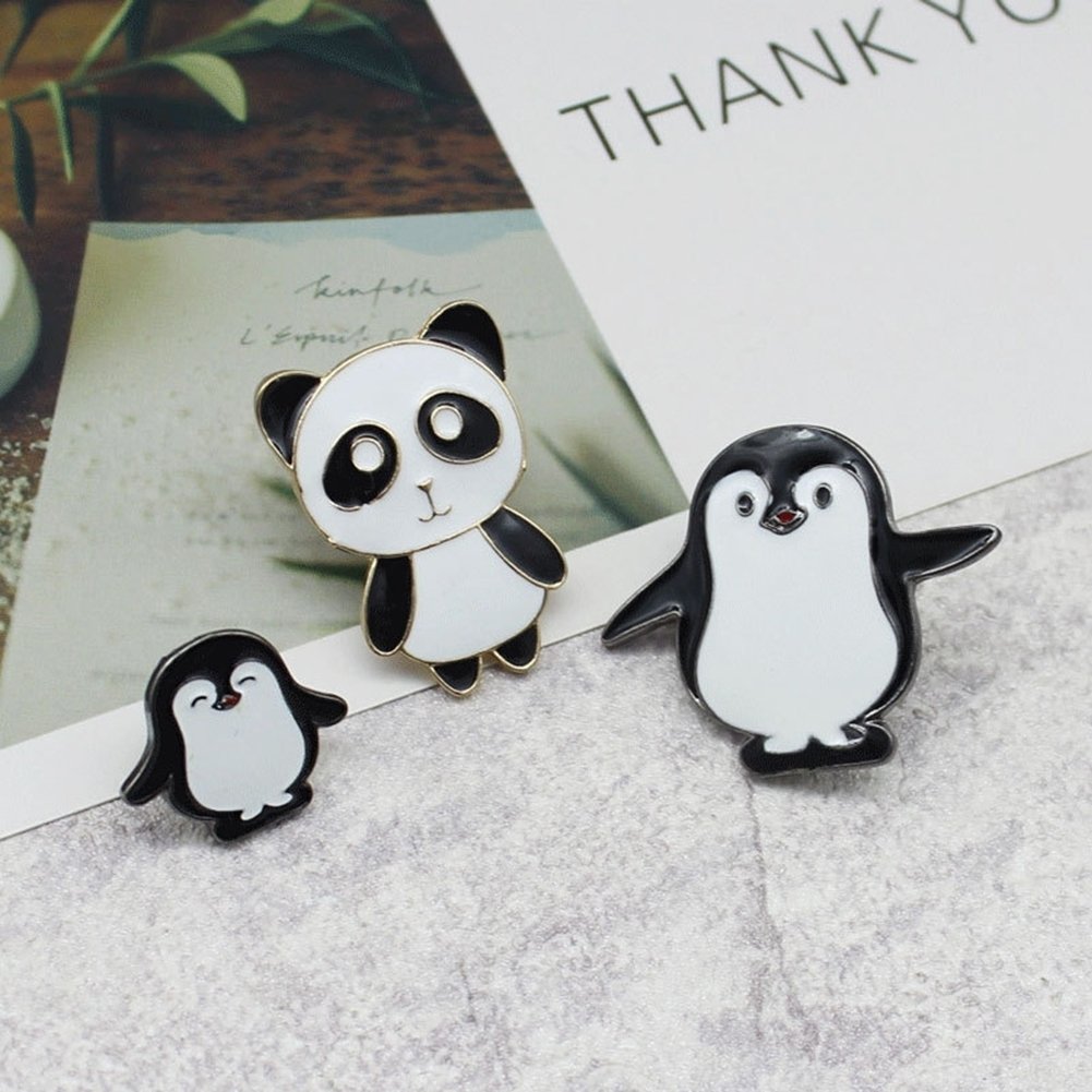 Cute Women Cartoon Panda Penguin Enamel Brooch Pin Button Badge Lapel Jewelry Image 8