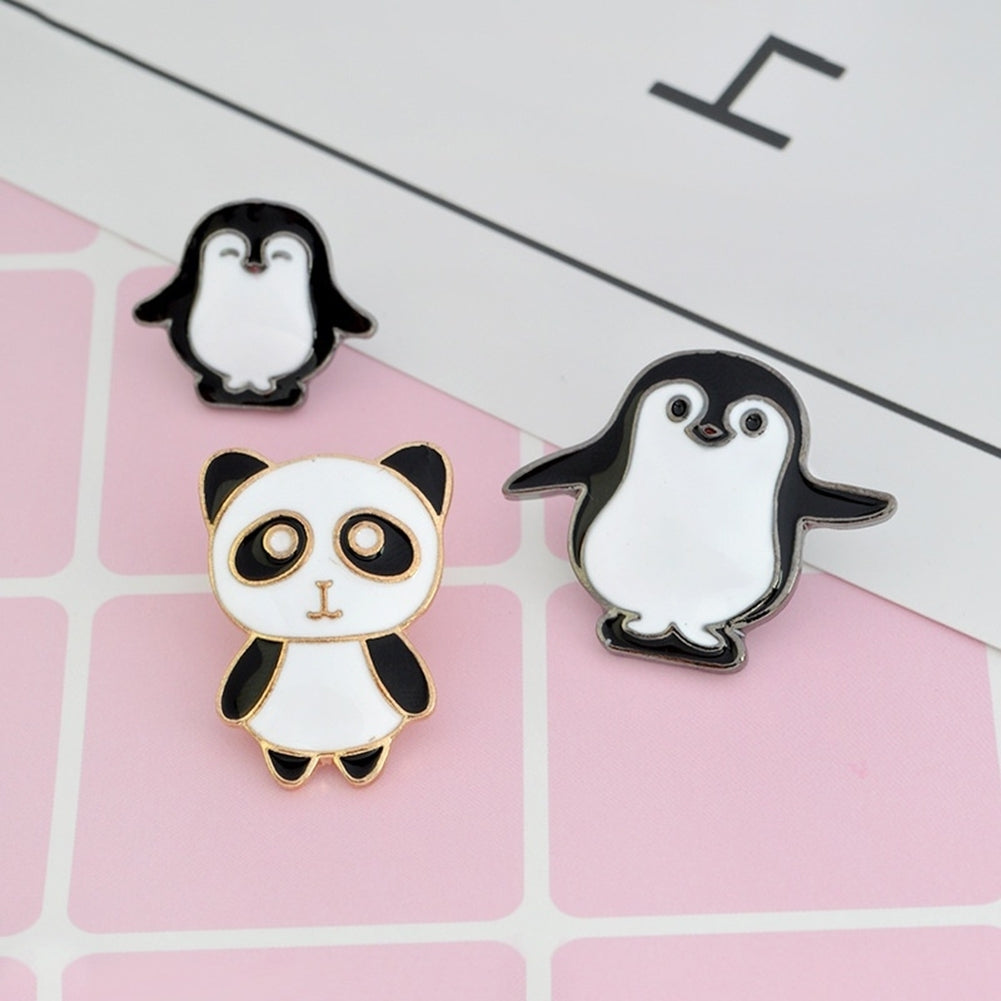 Cute Women Cartoon Panda Penguin Enamel Brooch Pin Button Badge Lapel Jewelry Image 9