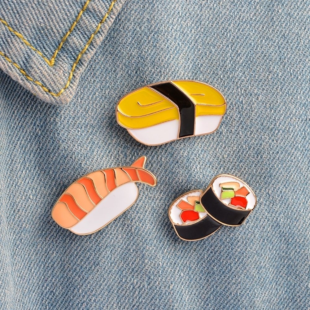 Enamel Unisex Sushi Brooch Pin Denim Jacket Coat Leather Jewelry Badge Decor Image 1