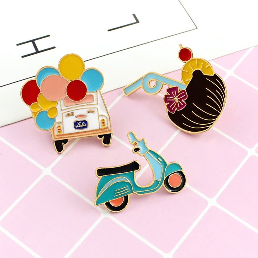 Cute Balloon Bus Fruit Juice Pattern Enamel Brooch Pin Kids Clothing Bag Hat Decor Image 1