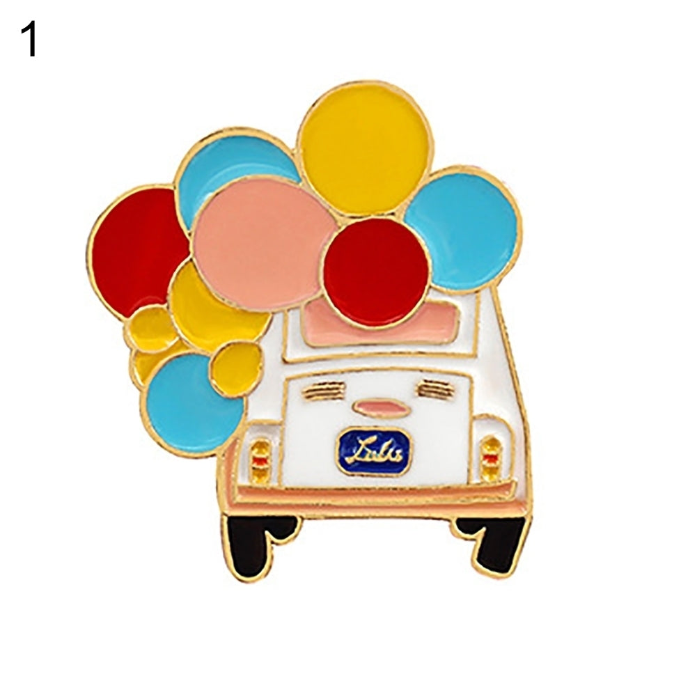 Cute Balloon Bus Fruit Juice Pattern Enamel Brooch Pin Kids Clothing Bag Hat Decor Image 4