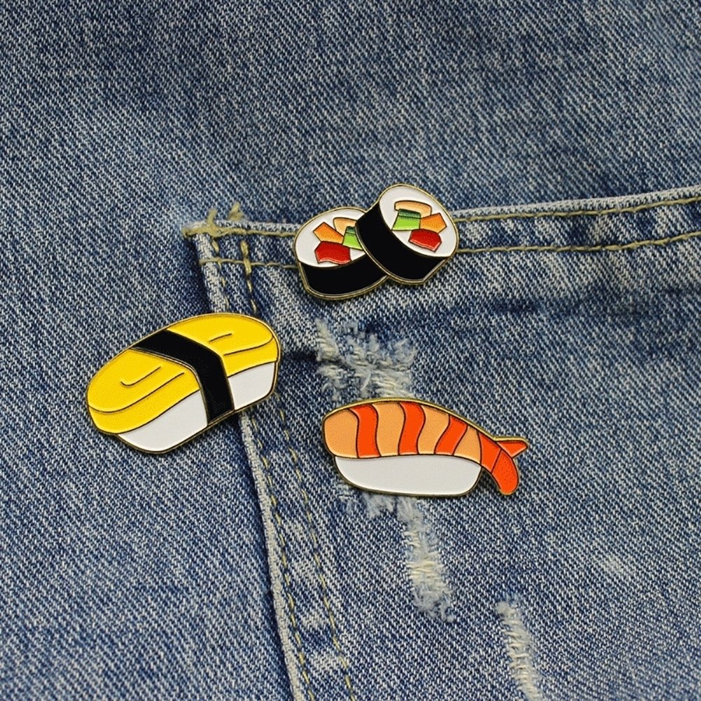 Enamel Unisex Sushi Brooch Pin Denim Jacket Coat Leather Jewelry Badge Decor Image 4