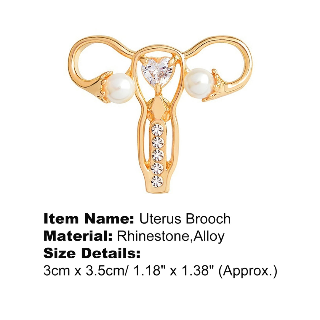 Badge Elegant Lovely Creative Rhinestone Uterus Brooch for Gift Image 9