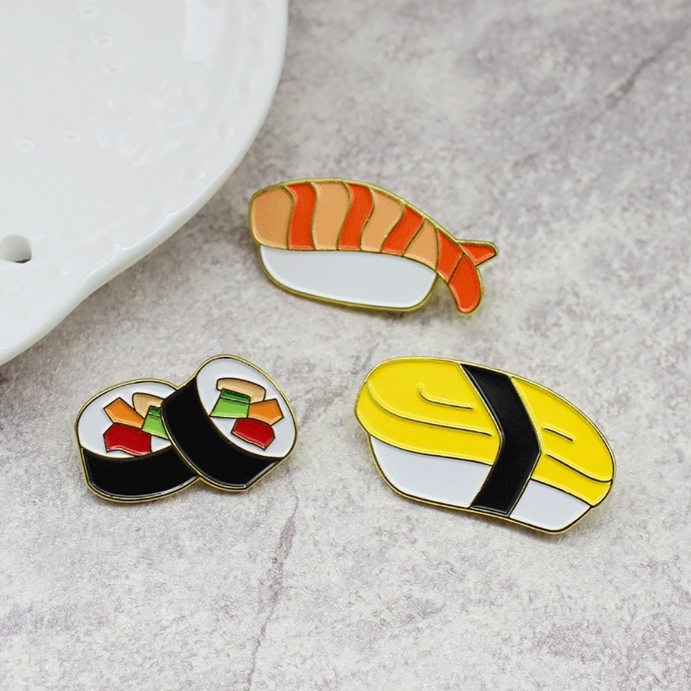 Enamel Unisex Sushi Brooch Pin Denim Jacket Coat Leather Jewelry Badge Decor Image 9