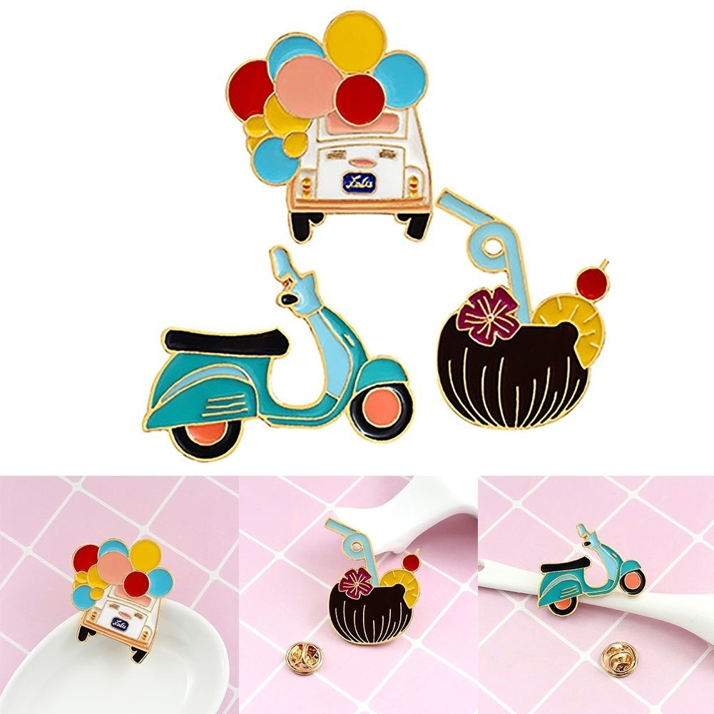 Cute Balloon Bus Fruit Juice Pattern Enamel Brooch Pin Kids Clothing Bag Hat Decor Image 10