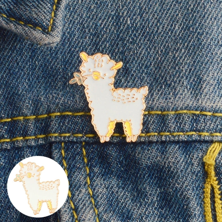 Cute Animal Alpaca Pattern Brooch Pin Casual Clothes Enamel Decor for Kids Adults Image 1