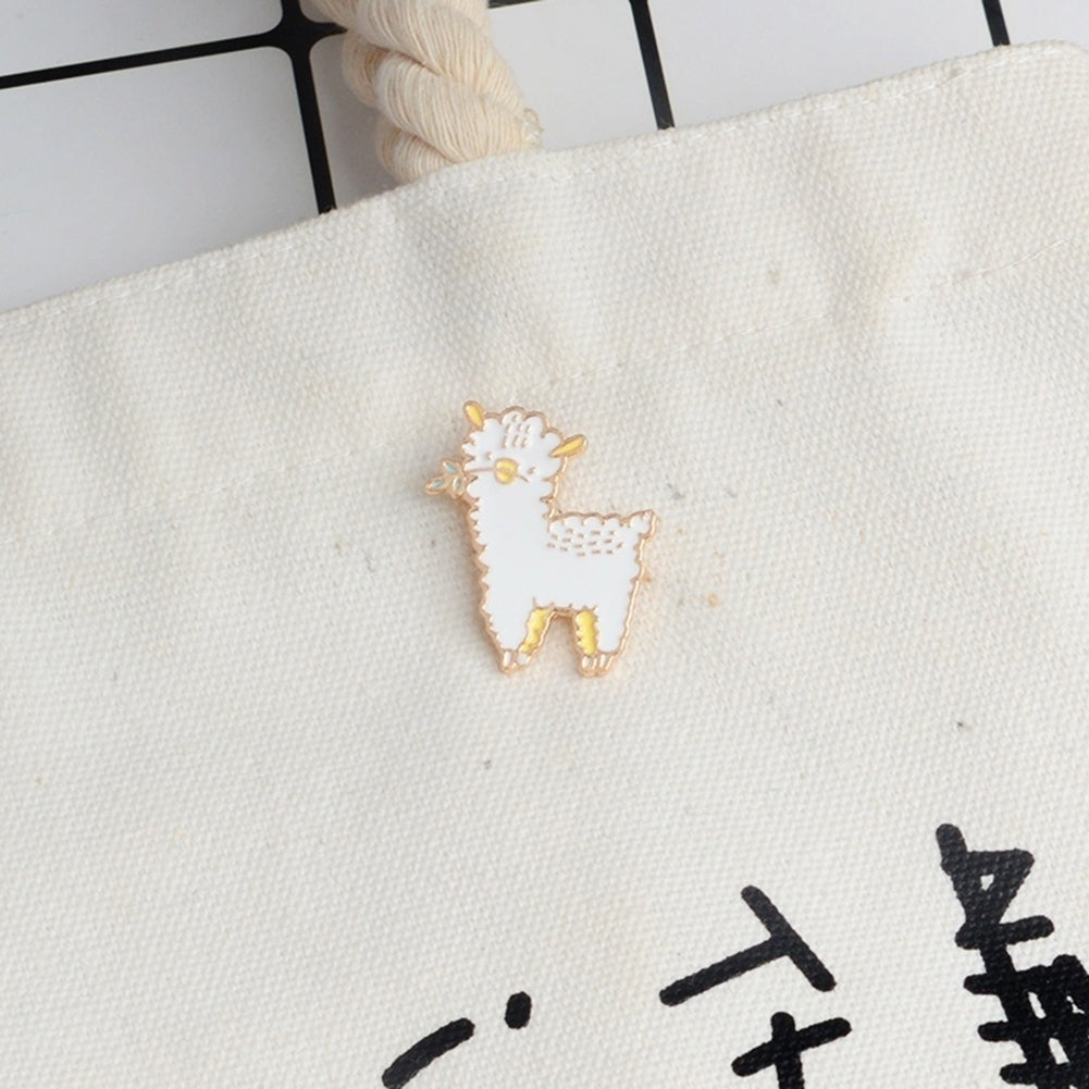 Cute Animal Alpaca Pattern Brooch Pin Casual Clothes Enamel Decor for Kids Adults Image 2