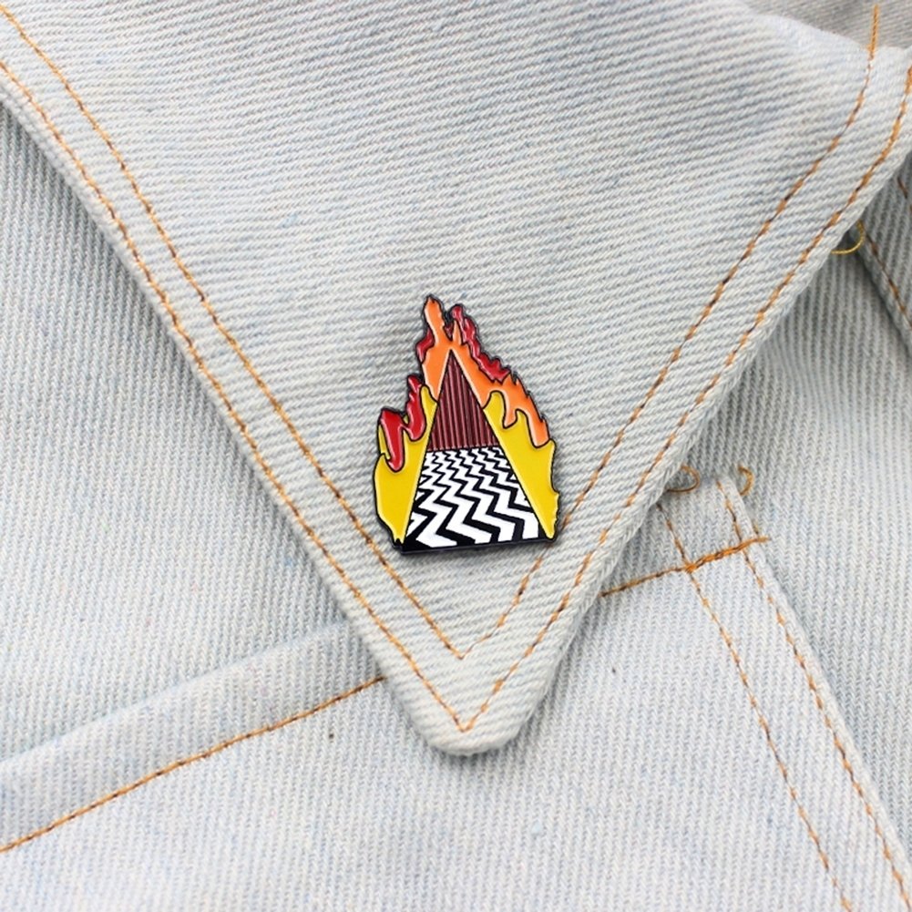 Fashion Burning Mountain Peak Enamel Button Pin Badge Brooch Lapel Jewelry Gift Image 1