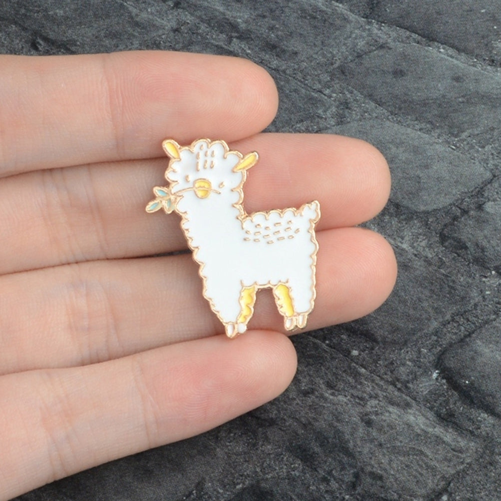 Cute Animal Alpaca Pattern Brooch Pin Casual Clothes Enamel Decor for Kids Adults Image 3