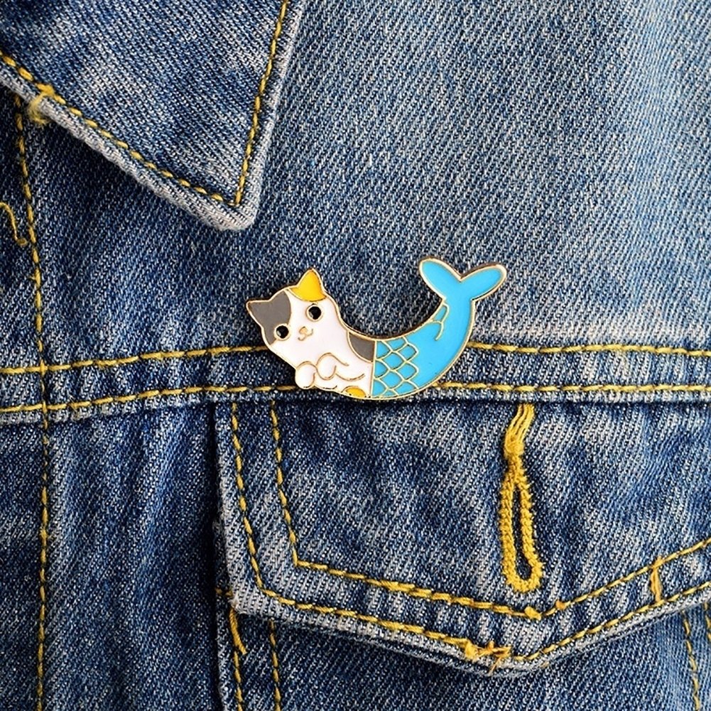 Fashion Unisex Cartoon Cat Brooch Pin Badge Enamel Jacket Denim Jewelry Decor Image 1