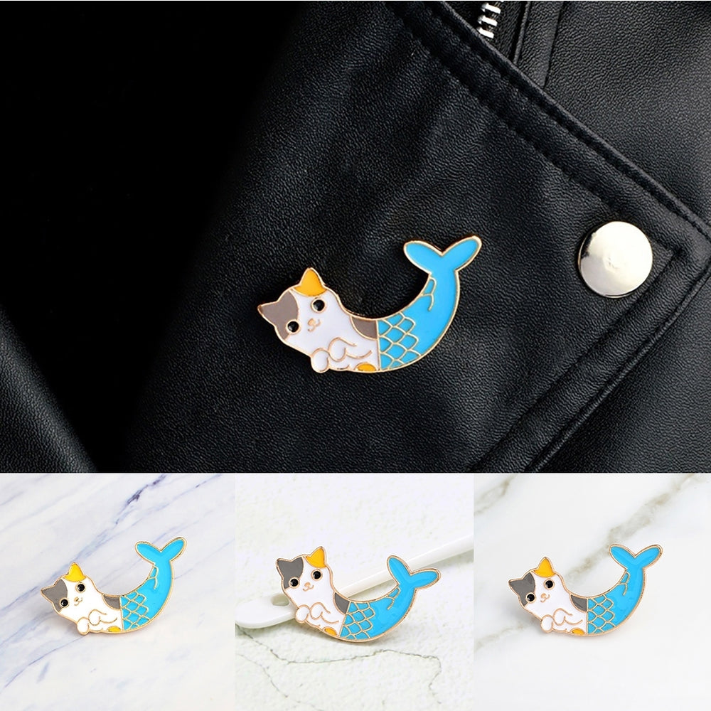 Fashion Unisex Cartoon Cat Brooch Pin Badge Enamel Jacket Denim Jewelry Decor Image 2