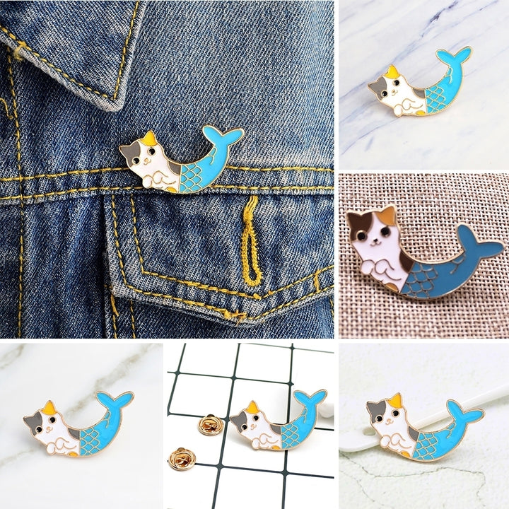 Fashion Unisex Cartoon Cat Brooch Pin Badge Enamel Jacket Denim Jewelry Decor Image 3