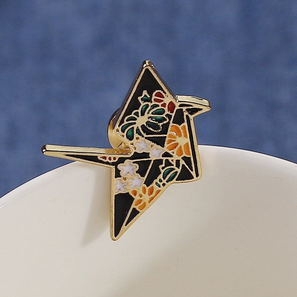 Cute Crane Pattern Badge Unisex Fabric Decor Enamel Brooch Pin Jewelry Gift Image 3