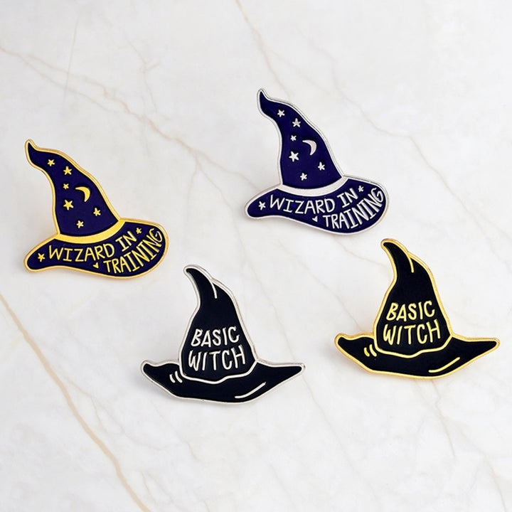 Fashion Unisex Witch Cap Letter Brooch Pin Badge Enamel Jacket Denim Jewelry Image 3