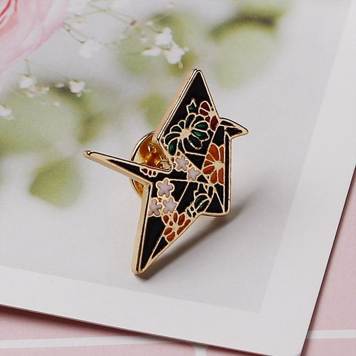 Cute Crane Pattern Badge Unisex Fabric Decor Enamel Brooch Pin Jewelry Gift Image 4